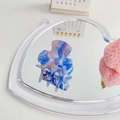 Mini acetate hair claw clip with blue and purple marble pattern on a heart mirror - 3.5cm / Sapphire Blue