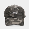 Dettaglio del ricamo bianco Dorle su un cappellino da baseball camouflage in stile vintage - Regolabile / Mimetico Grigio Nero (3#)