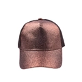 Gorra de béisbol con purpurina oro rosa y malla negra transpirable para coleta - Marrón