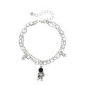 Silbernes zweischichtiges Armband mit Astronauten-Anhänger und kleinen silbernen Perlen - Astronaut Doppelarmband Silber