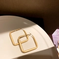 Exaggerated matte gold geometric square earrings with full rhinestones on white plate - Matte Gold Square with Silver Pin
