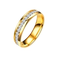 Detailed macro view of the gold-plated engagement ring with channel-set zircons - US 7 / Men's Gold-Tone Pave Ring