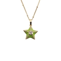 Elegante goldene Halskette mit grünem Emaille-Sternanhänger und Zirkonia-Kristall - Hellgrün