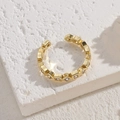 Adjustable golden geometric chain ring with square-cut zircons for a luxury look - Rhombus Zircon Ring