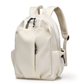 Creamy white minimalist school backpack with stylish contrast drawstrings and side pockets - Off White