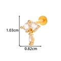 Golden heart-shaped ear stud with zircon inlay and titanium flat back, size 1.03x0.82cm - Three Pear Gemstones Cluster (2608-3#金) / Gold