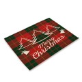 Mantel individual navideño de cuadros rojos y verdes con texto y árbol de Navidad - Cuadros Rojo Verde Árbol de Campana