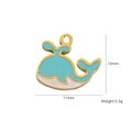 Blue and white enamel whale pendant charm in 14K gold stainless steel 11mm - 12 Dolphin