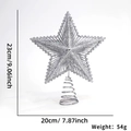 Silver hollow glitter star tree topper with spiral base measuring 23cm height and 54g - Silver Pentagram Christmas Tree Topper