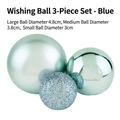 Three-piece blue cake decoration spheres with glossy and glitter finishes in varying sizes - Three-Piece Set / Blue