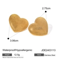 Waterproof heart textured 18k gold plated stainless steel earrings in golden finish - Heart