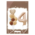 Set palloncini Morandi crema caramello numero 4 per decorazione compleanno 4 anni - FG54 Serie Morandi Numero 4 + Cuore