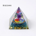 Orgon-Pyramide Variante BALL001 mit lila Kugel, blauen Steinen und Goldfolienflocken - BALL001-Violette Kugel/Mandala/Blaue Steine