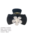 Elegant black acetate hair claw clip with white camellia flower and pearl detail - Black