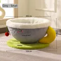 Letto per gatti a forma di tazza di caffè grigia con bordo in peluche bianco morbido - Piccolo / Grigio Gentiluomo