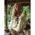 S Cream White Ethnic Embroidery
