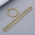 Ensemble collier et bracelet en maille corde dorée en acier inoxydable pour femme - Or