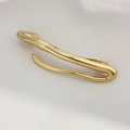 Elegant gold finish spring clip with an abstract streamlined design and mirror polish - Gold Irregular Double Curve Clip