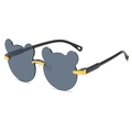 Kids bear shaped sunglasses with grey-blue lenses and black temples for boys and girls - Black Grey Gradient