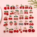 DIY Red Cherry and Strawberry Rhinestone Charms for Sweet Luxury Jewelry Making - Enamel Rhinestone Luxury Fruit Series Set (SN1384)