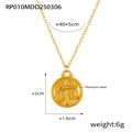 Gold titanium steel Libra zodiac necklace with round embossed constellation pendant - Libra / Gold
