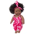 African American baby doll in pink camouflage romper and matching headband - Pink Camo Tie-Dye