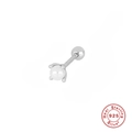 Makroaufnahme von S925 Sterling Silber Schraubohrstecker mit einer polierten weißen Perle - Einzelne Vier-Krallen-Perle / Silber