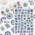 Detailed Me126 nail decals featuring blue evil eyes, butterflies and dreamcatcher designs - Me126