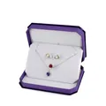 Octagonal purple velvet jewelry box set featuring heart necklace and matching ring - Set Box / Purple With White Interior
