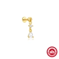 Boucle d'oreille goutte minimaliste en argent S925 avec zircons étincelants en forme de larme - Goutte d'eau #2 / Or