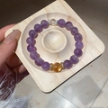 Handheld amethyst beaded bracelet with yellow crystal accent and rhinestone spacers - 41# Yellow Purple Luxury Beaded Bracelet (Exquisite Gift Box)