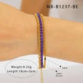 Close-up of three-in-one gold bracelet with blue zircon stones and lobster clasp detail - Blue Zircon Three-in-One Design (NB-B1237-BE)