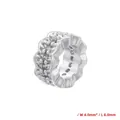 Macro shot of silver honeycomb spacer bead with double-row cubic zirconia, 4x8mm size - Style C: Wavy Texture (VZ430B1) / 4*8mm / White Gold