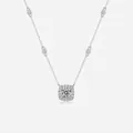 925 silver halo square moissanite necklace with bezel-set accent stones on chain - Square Halo Setting Style (N13030) - 1ct