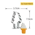 Ice cream shaped stainless steel cookie cutter in silver finish, size 3.7x7.9cm - Ice Cream Type E