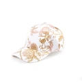 Detailed view of floral silk-finish print on a white baseball cap with orange patterns - Adjustable / 3# (White Orange Floral)