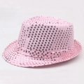 Sparkly pink sequined jazz hat for dance performances and festive stage party costumes - 60CM / Pink
