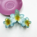 Blue gradient frangipani hair claw clip with yellow centers on a clean white surface - Large 11.5CM / Gradient Blue