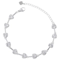 Detailed close-up of a silver heart-shaped crystal bracelet with lobster clasp - Silver White Zircon Bracelet