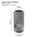 Elegant medium-size glass candle holder with checkered pattern and metallic base - Square Pattern Medium