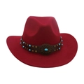 Cappello da cowboy vintage rosso vino con fascia in pelle e dettagli in turchese - Taglia unica / Borgogna