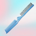 Portable blue folding hair comb for girls with fine and wide teeth for easy styling - Blue