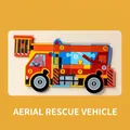 Educational 10-piece wooden lift rescue truck puzzle with colorful numbers for kids - Lift Rescue Truck
