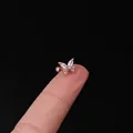 Elegant rose gold butterfly cartilage stud earring with sparkling white zircon stones - Large Butterfly Style (319-5#R)