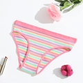 Rainbow striped ribbed cotton panties for women with pink elastic waistband on white - S (30) / Pink