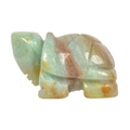 Green natural stone turtle figurine with reddish-brown marble texture - Amazonite / S