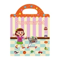 Reusable supermarket theme sticker book with portable handle and colorful grocery stickers - Supermarket Style