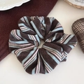 Oversized knitted hair scrunchie with blue, pink and brown stripes for women - Brown Knit Scrunchie