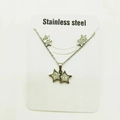 Set di gioielli in acciaio inossidabile a forma di stella con collana e orecchini a lobo - Pentagramma / Color Acciaio