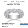 925 Sterling Silver Moissanite ring featuring round stones in 18K gold plated finish - R13044+gra/black Card / US Size 7 / Circumference 54.3mm